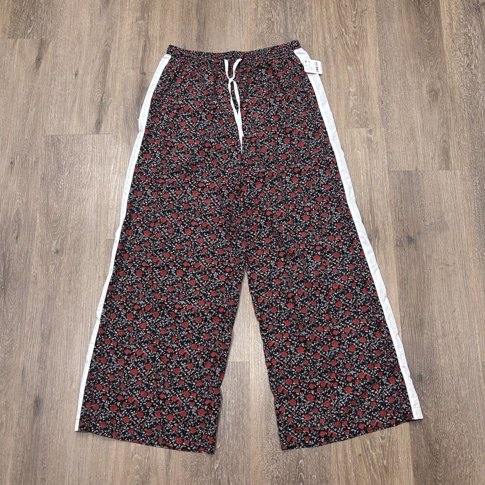 Free People Movement Overtime Printed Pants Black Rose Floral Track Small NEW